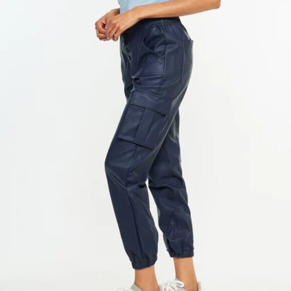 Kancan Nelly High Rise Faux Leather Cargo Joggers - Picture 5 of 10